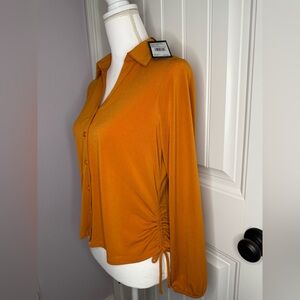 NWT Adrianna Papell Women's Button-Up Top - Amber / Gold